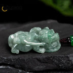 Natural Myanmar Jadeite A Cargo Pixiu Ice Oil Green Pendant  Hand-carved Fashion Lucky Charms for Men and Women Jade Necklace