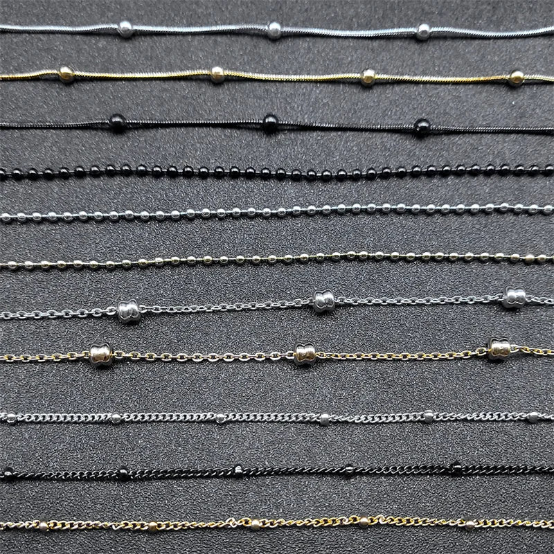 Length 60cm Ball Bead Chain Necklace for Women Men Stainless Steel Gold Sliver Black Color Fashion Jewelry Accessories