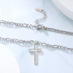 Hollow Cross Pendant Necklace for Men Women Stainless Steel Figaro Chain Necklace Punk Choker Jewelry for Party Gift