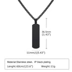 Vnox Stainless Steel Vertical Bar Necklaces for Men Boys, Black Simple Metal Pillar Pendant, Casual Neck Collar