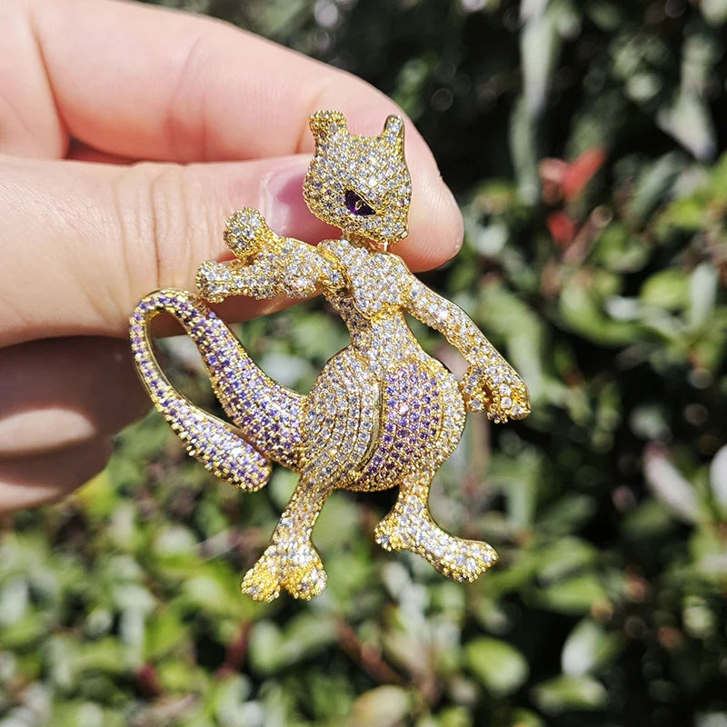 Hip Hop 3A+ CZ Stone Bling Iced Out Cartoon Character Charm Pendants Necklace for Men Rapper Jewelry Purple Gold Silver Color