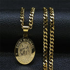 SAINT MICHAEL PROTECT US Archangel Stainless Steel Saint Michael Necklace Men/Women Gold Color Pendant Necklace Jewelry N3032S05