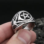 Vintage Fashion Stainless Steel Pentagram Rings For Men Women Gothic Biker Goat Devil Demon Ring Party Jewelry Gifts Wholesale