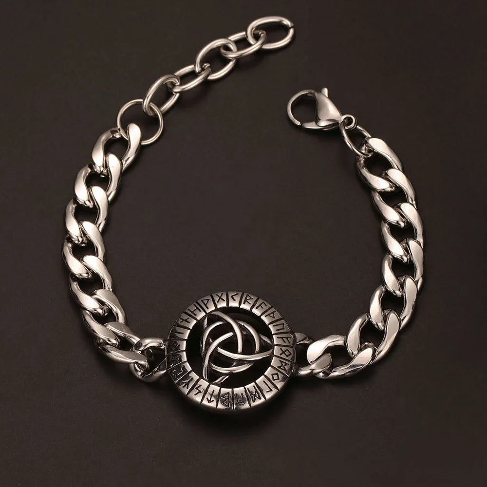 Medieval Norse Viking Rune Wolf Bracelet Man Stainless Steel Valknut Witch Knot Compass Bracelet for Men Scandinavian