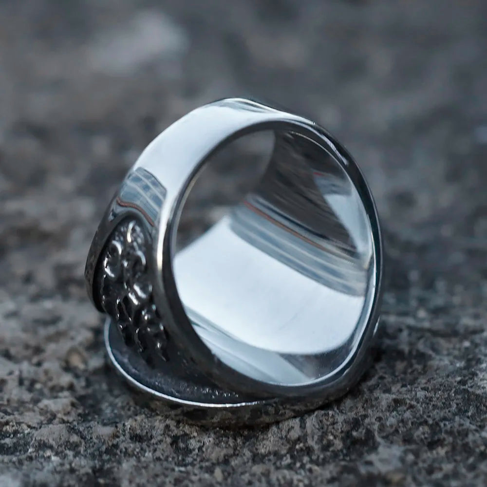 NEW Men's 316L Stainless Steel Rings Vintage Viking Wolf Head Animal Ring Odin Amulet Jewelry for Gift Free Shipping