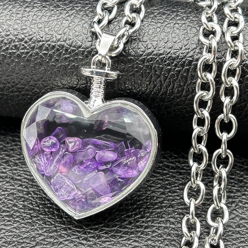 Gothic Heart Silver Pendant Punk Crystal Y2k Nzzz369-1