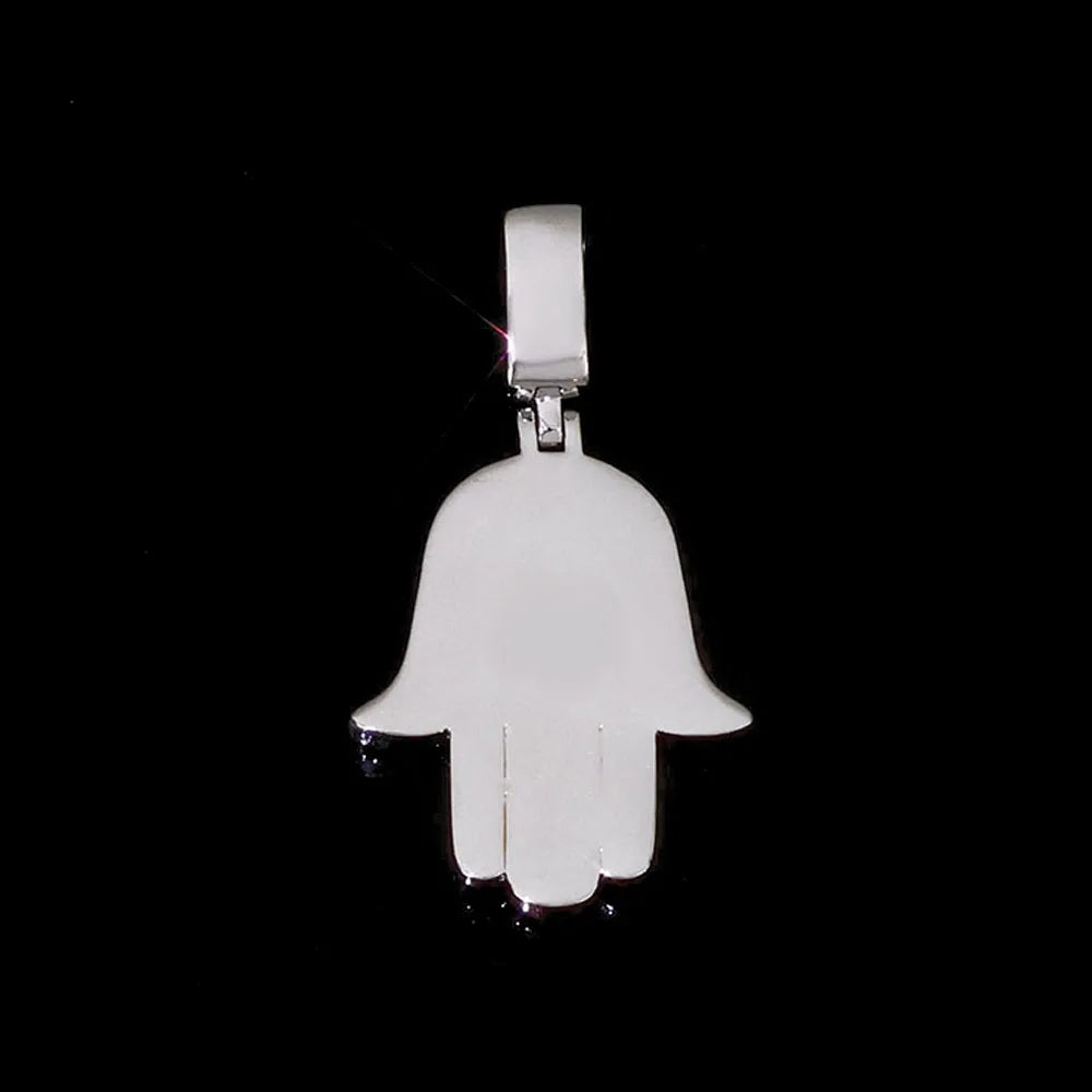 Two-Tone Iced Out Hamsa Pendant Necklace