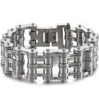Stainless Steel Rock And Roll Rap Jewelry 24MM Width Motorcycle Chain Man Bracelet Hand Chain Accessories Wristband
