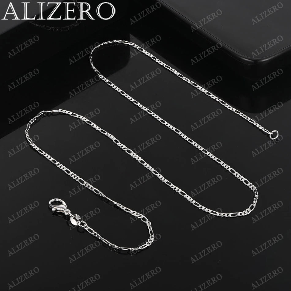 Wholesale 925 Sterling Silver Necklace 2/4/6/8/10/12MM Width 40-75cm Figaro Chain Lobster Clasp Men Women Engagement Jewelry
