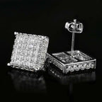 Iced Out Square Micro Pave CZ Stud Earrings for Men & Women