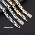 NY Hip Hop Bling Miami Cuban Link Necklace Bracelet For Men 8/12/15/20MM Brass Zircon Fashion Jewelry Party Gift