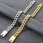 Polished 15mm Cuban Link Bracelet for Man Luxury Waterproof Gold Color Stainless Steel Men's Chain Bracelets Fashion