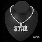 Iced Out Star Pendant Necklace with Cuban Chain