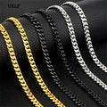 Stainless Steel Chain Necklace for Men Women Curb Cuban Link Chain Gold Color Silver Color Punk Choker Fashion Male Jewelry Gift