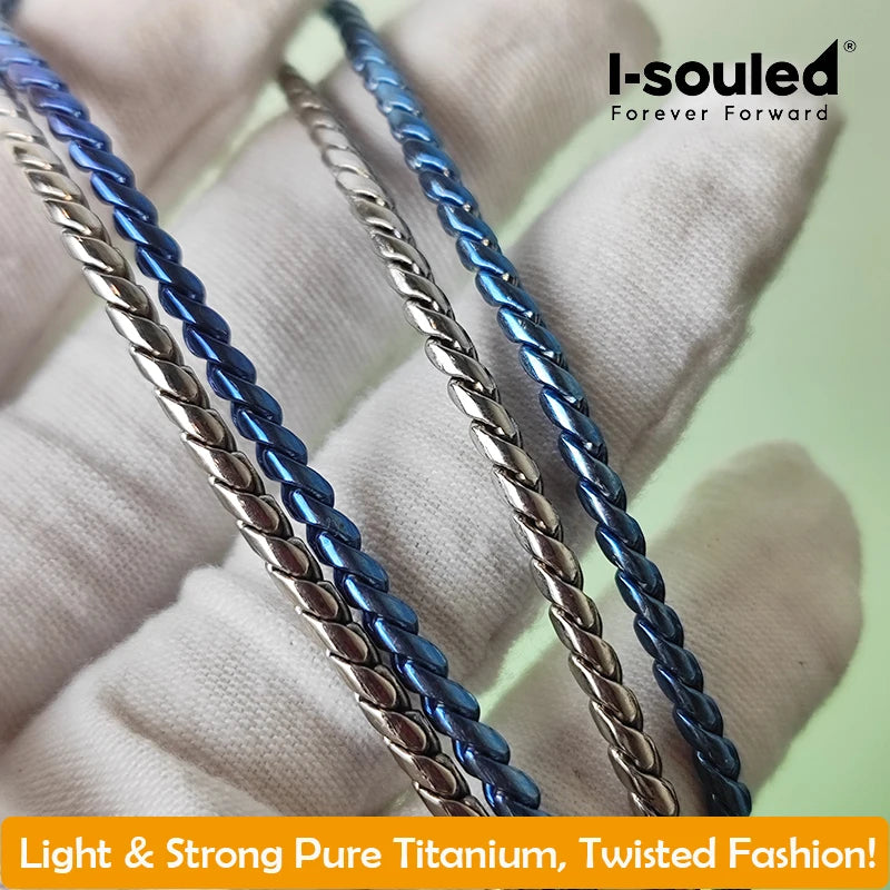 Pure Titanium Twisted Rope Chain Necklace 2.5mm Hypoallergenic Unisex Fashion