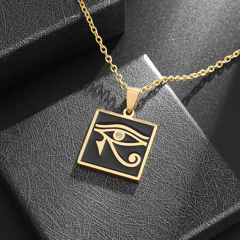 Vintage Egyptian Key of Life Ankh Cross Pendant Horus Patronus Necklace Men's Fashion Pharaoh Amulet Jewelry