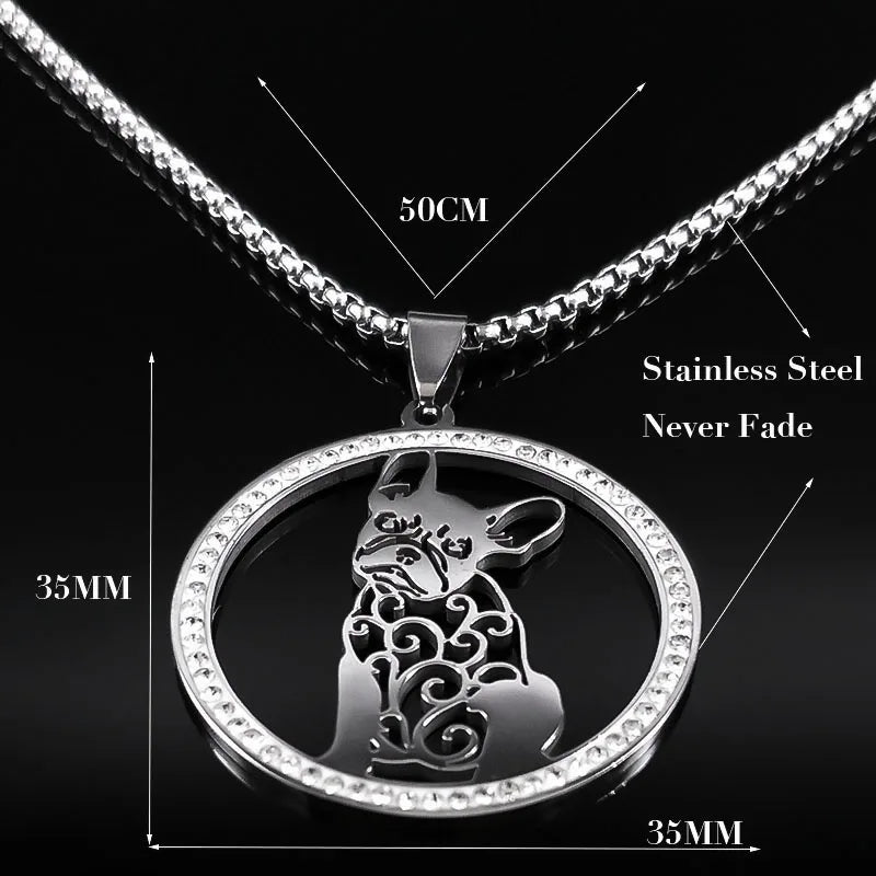 Iced Out Silver Chain French Bulldog Chihuahua