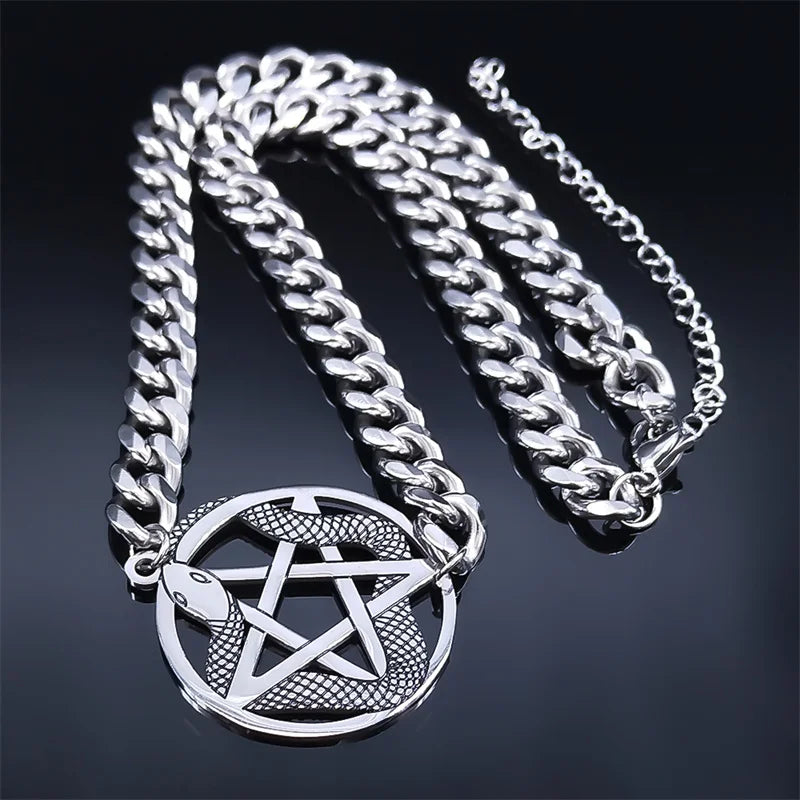 Star Snake Steel Pendant Gothic Witchcraft Satan