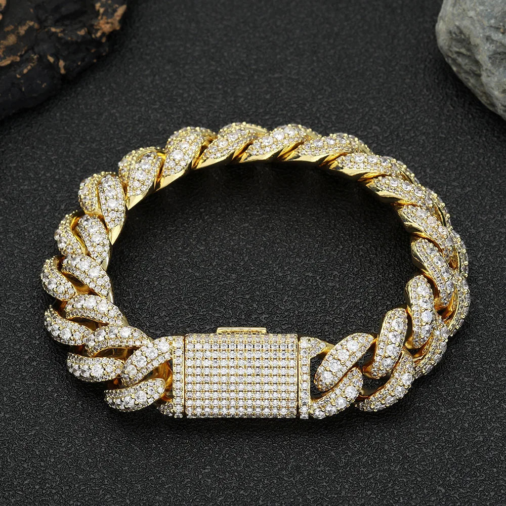 Cuban Chain Necklace Iced Out Gold 15MM