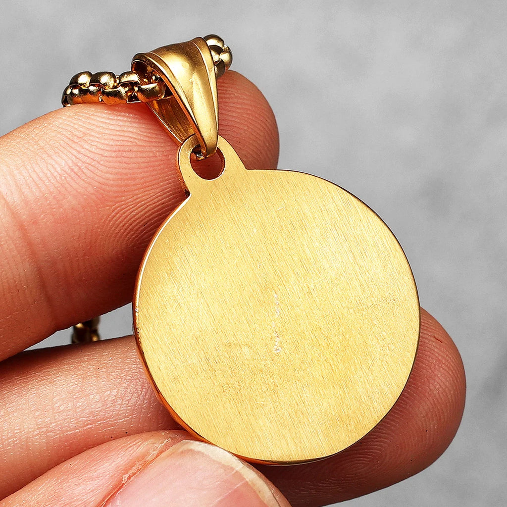 Virgin Mary Pendant Necklace Stainless Steel Vintage