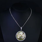 HHIOK Customized Necklaces Circle Chain Picture Personalized Diamond Memory Pendant with Photo Wing Design Gift for Men
