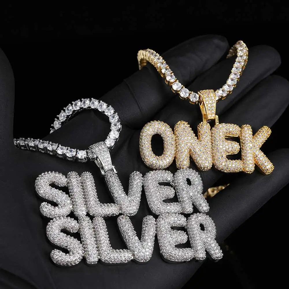 Iced Out Letter Pendant Necklace Name