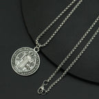 Saint Medal & Jesus Cross Pendant Necklace — Stainless Steel