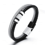 Simple Braided Wire Bracelet for Men — Black and White Color