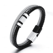 Simple Braided Wire Bracelet for Men — Black and White Color