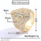 Hip Hop Jewelry Fashion Style Cross Cuban Ring for Men Bling Iced Out Round&T-shaped Cross Ring Party Gift