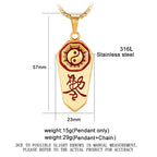 Yin Yang Runes Amulet Pendant Necklace — Two-Tone Sweater Chain