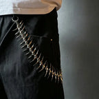 Gothic Y2K Spike Fishbone Waist Chain Necklace — Zinc Alloy