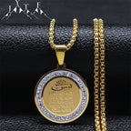 Muslim Islamic Religious Stainless Steel Crystal Necklace Women Islam Quran Allah Pendant Necklaces Arabic Jewelry