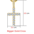 Gold Iced Out Cross Pendant Rope Cuban Chain