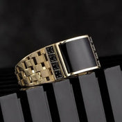 Iced Out Ring Black Gold Drip Oil — Stainless Steel