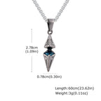 Blue Stone Geometric Pendant Necklace — Stainless Steel