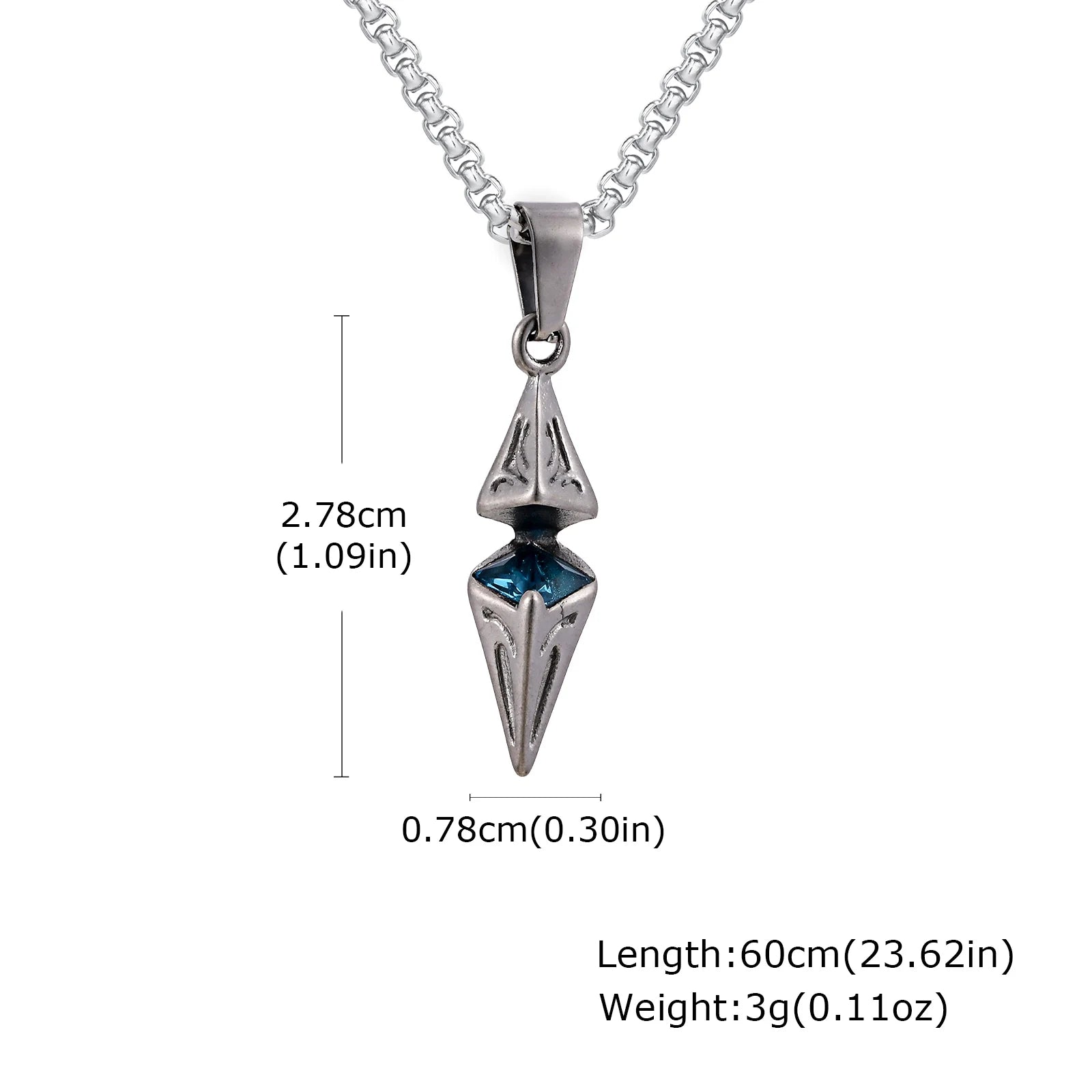 Blue Stone Geometric Pendant Necklace — Stainless Steel
