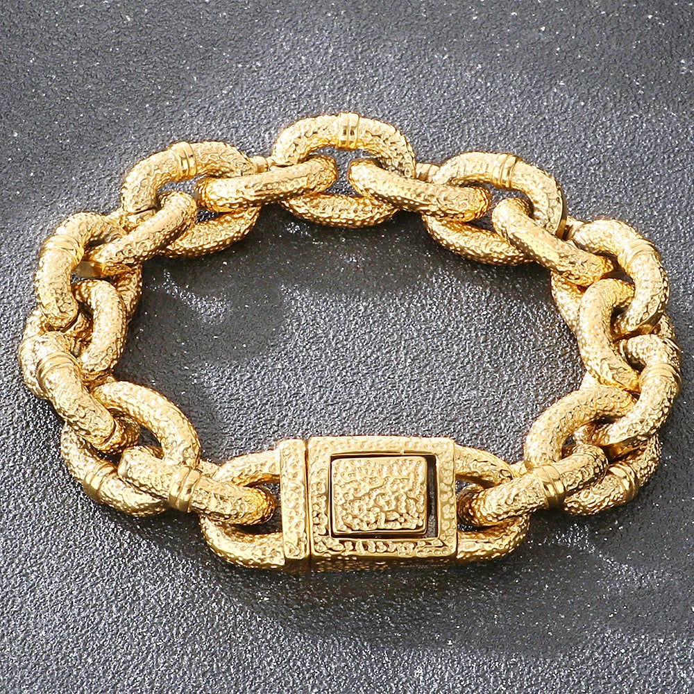 Massive 16mm Wide Link Man Bracelet for Men Vintage 316l Stainless Steel Men's Chain Bracelets Punk Jewelry Male