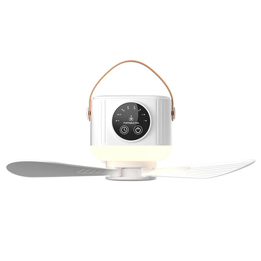 Portable Ceiling Fan, 4 Speeds, LED Display, 3-Level Night Light, 1-8H Timer, 3600mAh, Remote Control, Quiet USB Fan