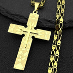 Big Jesus Cross Necklace Byzantine Chain Punk — Stainless Steel
