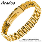 ARADOO Titanium Steel Watch Band Men's Bracelets Stainless Steel Magnetic Wristband Bracelet Gentlemen Jewelry Gifts