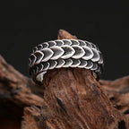 Vintage Stainless Steel Vikings Dragon Scale Ring Rock Punk Norse Viking Dragon Spine Rings For Men Wedding Band Jewelry Gifts