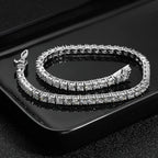 BXINY GRA Certified 3/4/5mm Moissanite Tennis Necklace S925 Silver Sparkling Lab Diamond for Women Men Hiphop Party