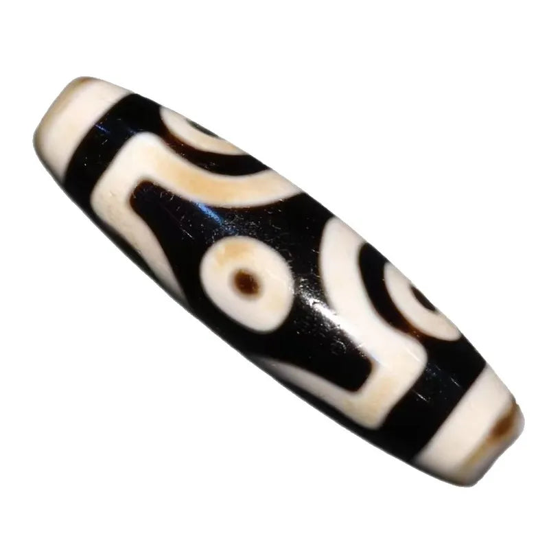 Natural Tibetan Genuine Agate Stone Pure Black and White Cross Six-Eyed Dzi Bead Collarbone Necklace Pendant Bracelet