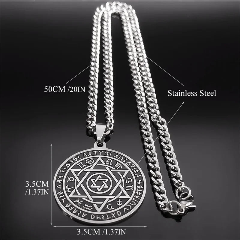 Star of David Silver Pendant Necklace — Stainless Steel