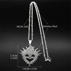 Sacred Heart Enamel Pendant — Black Stainless