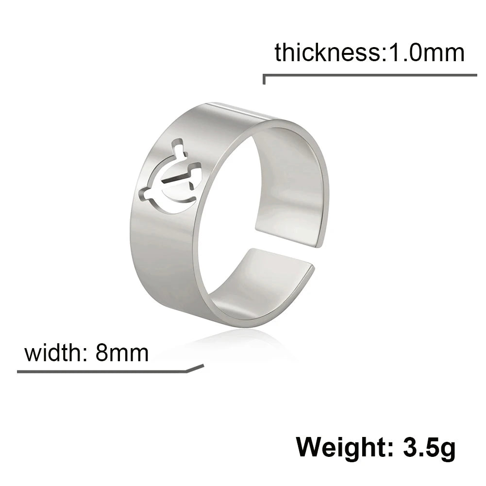 LIKGREAT USSR Symbol Hammer and Sickle Ring Stainless Steel Wide Open Signet Ring for Women Vintage Jewelry New Party Gift