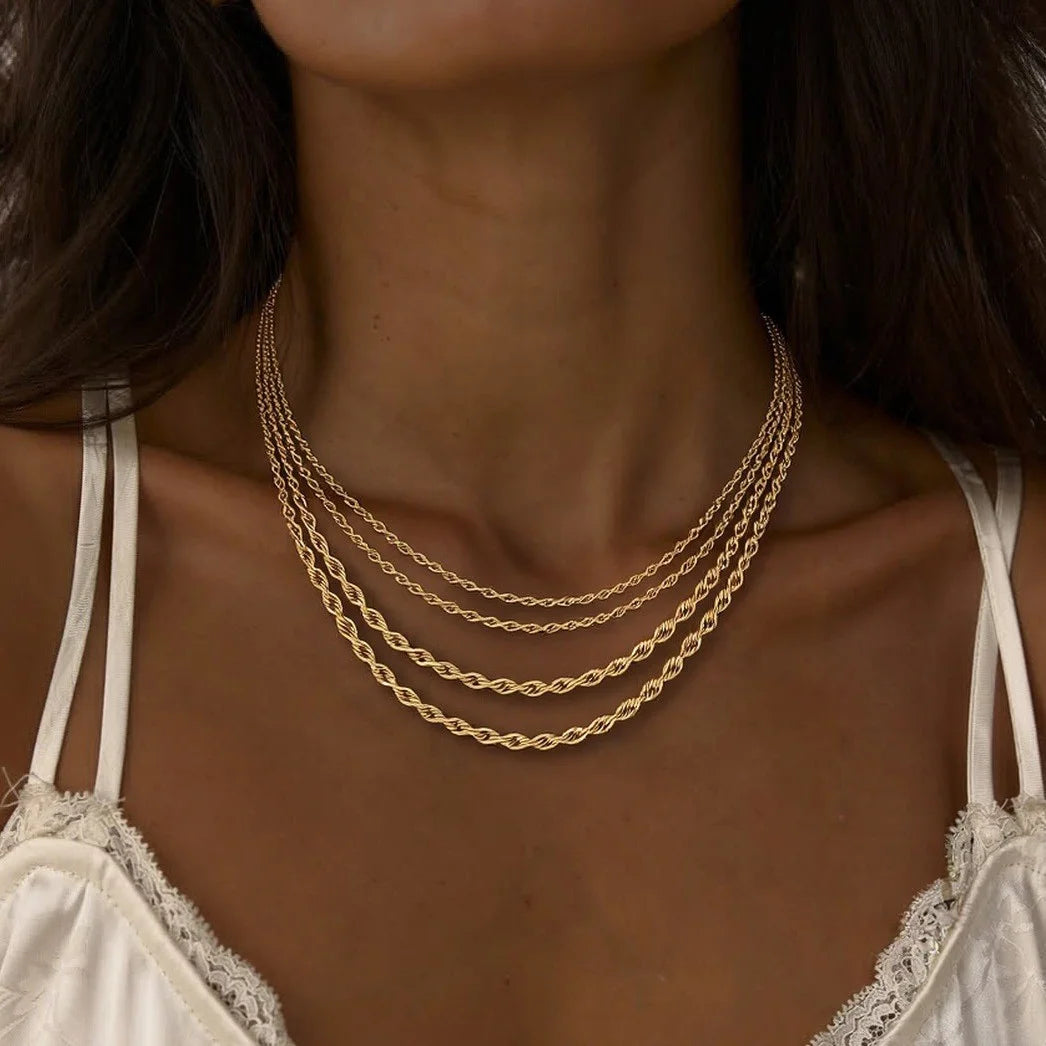 Twisted Rope Chain Necklace — Stainless Steel