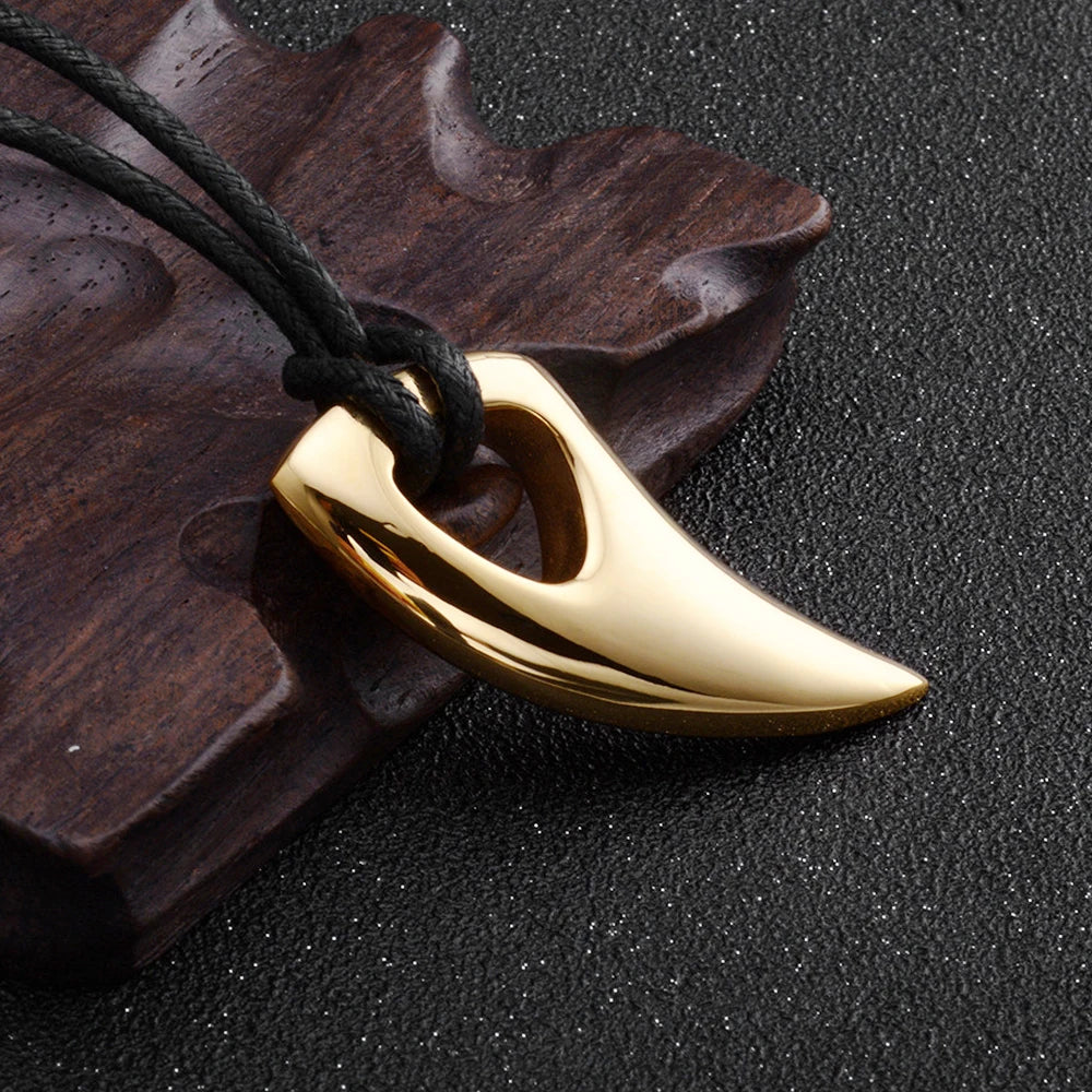 Wolf Tooth Rope Pendant — Stainless Steel