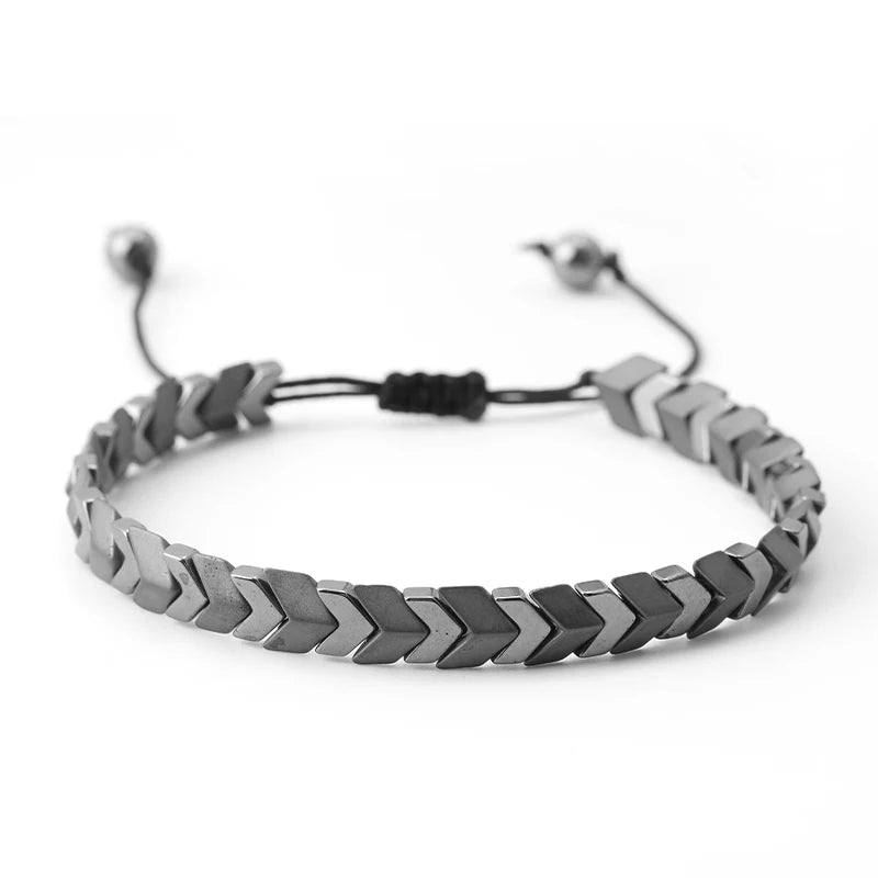 Hematite Arrow Shape Stone Beads Bracelets Weight Bangle for Women Men Fashion Health Care Unisex Jewelry